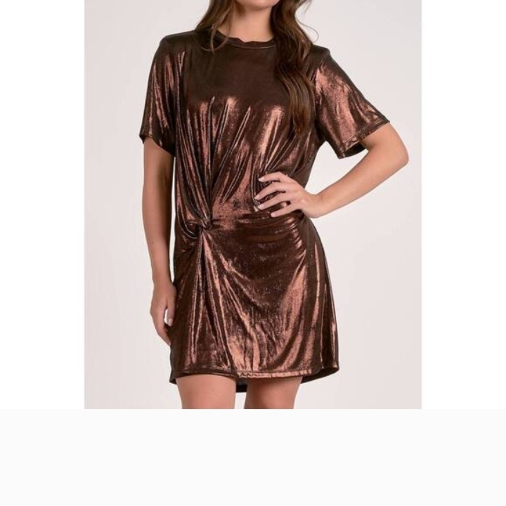 Elan Shimmering Copper Mini Dress